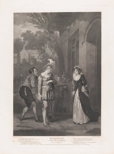 安妮-佩奇，《纤细而浅薄的莎士比亚》，《快乐的妻子》，1792年首次出版，1852年再版。 作者 彼得·西蒙