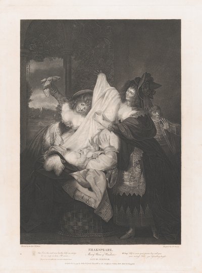 巴克篮子里的法斯塔夫 莎士比亚，《欢乐的妻子》......，1793年首次出版，1852年再版。 作者 彼得·西蒙