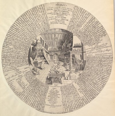 炼金术士的实验室来自Heinrich Khunrath, Amphiteatrum sapientiae aeternae.n.d。 作者 彼得·范德·多尔特