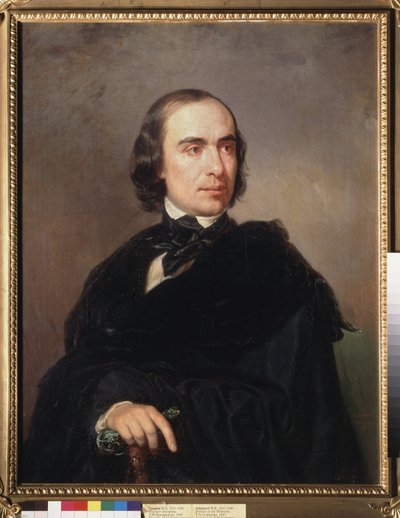 历史学家季莫菲-格拉诺夫斯基（Timofei Granovsky）（1813-1855 年）的肖像。Pyotr Zakharovich Zakharov Chechenets (Zakharov-Chechenets) (1816-1846)的画作，布面油画 作者 彼得·扎哈罗维奇·扎哈罗夫·切切涅特