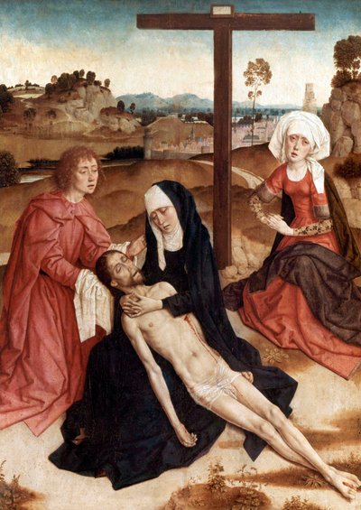 《哀悼死去的基督》，c.1444（面板油画） 作者 彼得基督