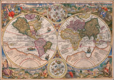 Petrus Plancius 绘制的 1594 年双半球世界地图 作者 柏图斯·普朗修斯
