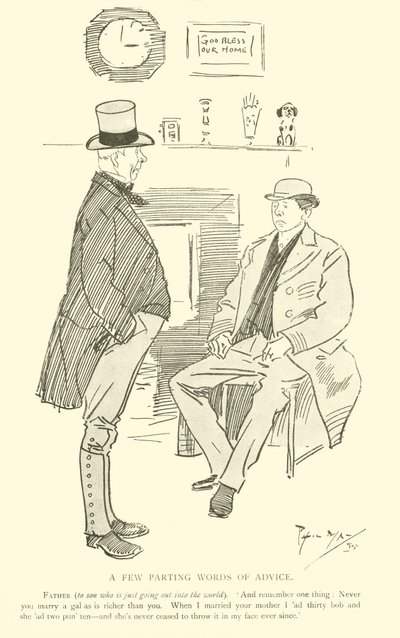Phil May 的卡通，来自 1890 年代（石版画） 作者 菲尔·梅