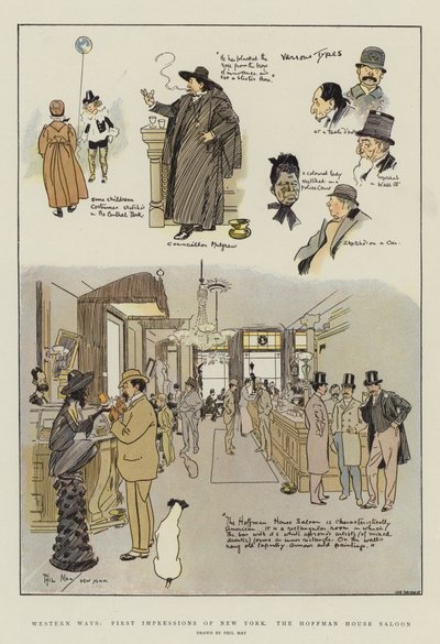 Western Way，纽约的第一印象，Hoffman House Saloon（chromolitho） 作者 Phil May