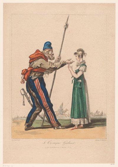 Meisje met Kozak
Le Cosaque Galant（物品上的标题）
Kostuumprenten van Debucourt（系列名称）
自然服装设计集》（系列名称） 作者 卡尔·韦尔内
