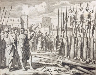 钉死一些叛徒》，《惩罚》：钉死的屠杀》，出版。1672. 作者 菲利普·巴尔达乌斯