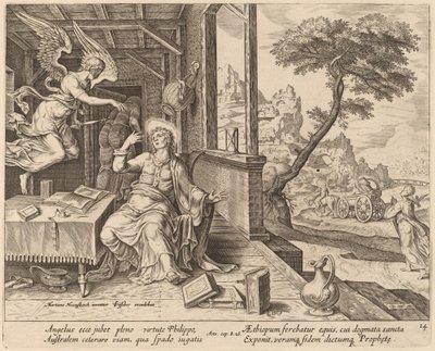 天使命令圣腓力陪伴埃塞俄比亚太监 作者 菲利普·加勒在 Maerten van Heemskerck 之后