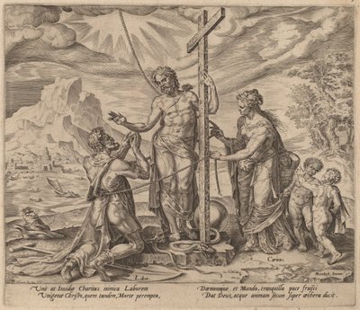 勤奋的工人死后与基督结合 作者 菲利普·加勒在 Maerten van Heemskerck 之后