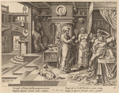 圣彼得治愈伊尼亚斯的故事 作者 菲利普·加勒在 Maerten van Heemskerck 之后