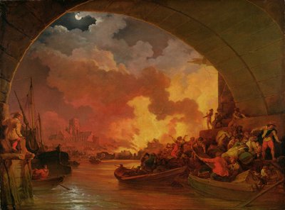 伦敦大火，约1797年（布面油画） 作者 菲利普·詹姆斯·德·路德堡