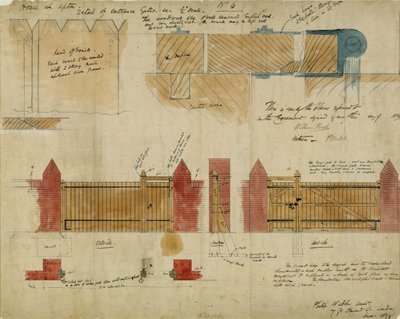 1859年Bexley Heath红楼的计划和高地（笔和墨水和纸上的wc） 作者 菲利普·韦伯