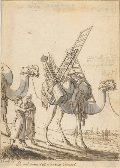 Ein mit einem Zelt beladen Cameel (Man with a Tent-Laden Camel) 作者 古迪努斯的菲利普·费迪南德