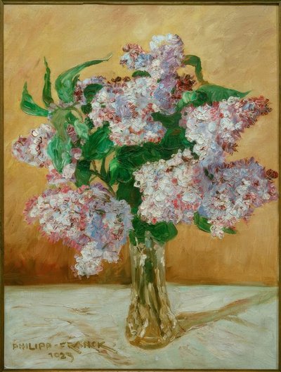 淡紫色花束在玻璃花瓶 作者 菲利普·弗兰克