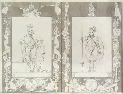 Charlemagne（742-814）和Heymon，1804-5（笔，墨水和纸上洗） 作者 菲利普·奥托·朗格