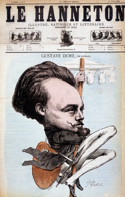 古斯塔夫·多雷。 法国绘图员和画家（1832 年至 1883 年）。 卡特兰的卡通。 汉尼顿 1868 年。 作者 菲利普·奥古斯特·卡特兰