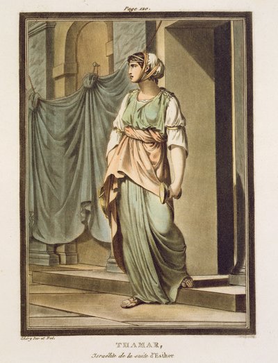 Thamar，Esther的随从以色列人，为Jean Racine的“Esther”服装，来自“所有国家的服装与戏剧研究”第一卷，1802年 作者 菲利普·奇瑞