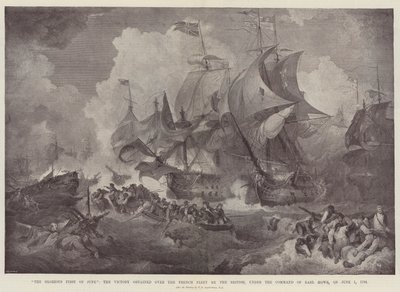 六月的辉煌，1794年6月1日英国在法国舰队的指挥下，在厄尔·豪的命令下获得了胜利 作者 Philippe Jacques de Loutherbourg