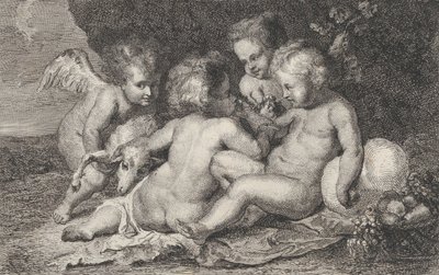 一组三个孩子和一个带着水果和小羊的putto，约1760-1801。 作者 菲利普·兰伯特约瑟夫·斯普鲁伊特