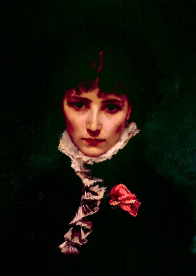 喜剧演员莎拉-亨利埃特·伯纳德 (Sarah-Henriette Bernard) 的肖像，由莎拉·伯恩哈特 (1844-1923) 绘制，细节。 Philippe Parrot (1831-1894) 绘画 19 世纪巴黎，法国喜剧 作者 菲利普鹦鹉