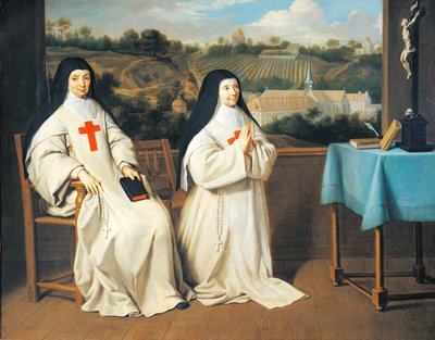 Marie-Angelique Arnauld母亲的妹妹和母亲Agnes在Port-Royal des Champes修道院前的画像，归功于Philippe de Champaigne（1602-1670）。 作者 菲利普·德（香槟）尚佩恩
