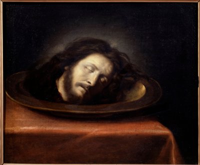 放在平面上的圣-让-巴蒂斯特头像 菲利普-德-尚佩涅（1602-1674）画派的作品 17世纪。Magny les Hameaux, Musee de Port Royal des Champs - 放在盘子上的施洗者圣约翰的头像。菲利普画派的绘画 作者 菲利普·德（香槟）学校