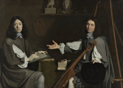 两位艺术家的双重肖像，1654年 作者 菲利普·德·尚佩尼