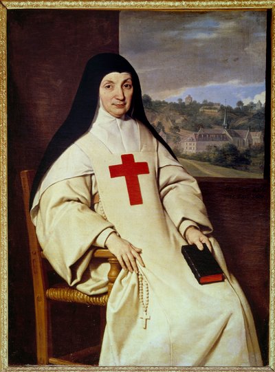 Angelique Arnauld修女的肖像 Jacqueline Marie Arnauld dit Angelique Arnauld (1591-1661), Port Royal des champs (Port-Royal-des-Champs)的修道院院长，法国詹森主义的代表人物" Philippe de Champaigne (1602-1674)的绘画 作者 菲利普·德·尚佩尼