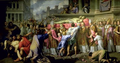 党员身份的翻译。 1661年，Gervase和Protase到米兰大教堂 作者 菲利普·德·尚佩尼
