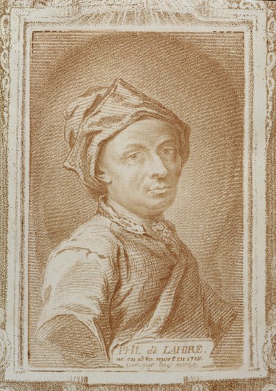 Philippe de la Hire（1640-1718）的自画像，来自&39;Alexandre Saverien（1720-1805）的数学家历史的插图，于1766年在巴黎出版 作者 菲利普德拉希尔