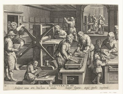 铜版画制作
Scvlptvra in aes（物品标题）
新发明和新发现（系列名称）
Nova Reperta（系列标题） 作者 飞利浦加勒（归属于车间）