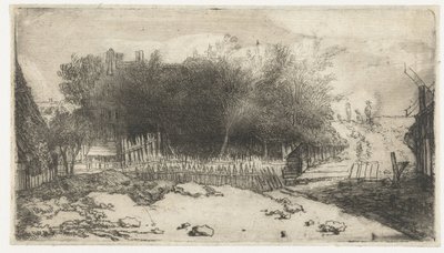 有白色栅栏的风景 作者 Rembrandt van Rijn（拒绝归因）