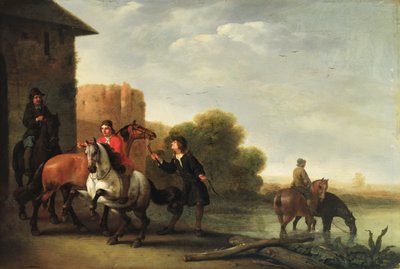 车手给马浇水 作者 飞利浦Wouwermans或Wouvermans