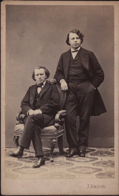 约翰内斯-勃拉姆斯1833-1897和约瑟夫-约阿希姆1831-1907，1867。 作者 摄影工作室 J. Reiner。