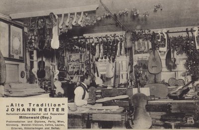 Johann Reiter, Maker and repairer of stringed instruments, Mittenwald, Bavaria (b/w photo) 作者 德国摄影师