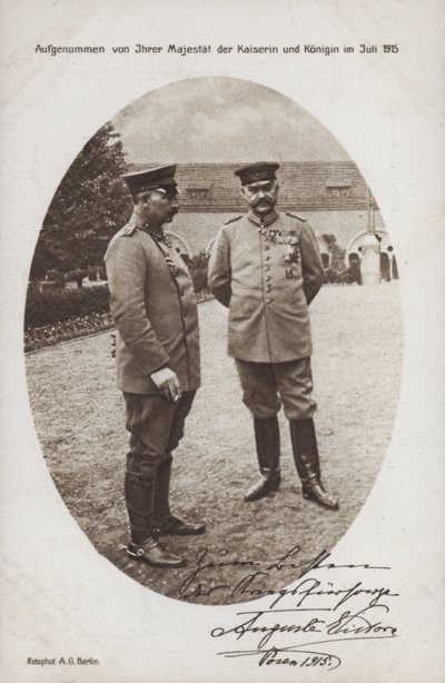 Kaiser Wilhelm II with Field Marshal Paul von Hindenburg, commander of the German army, Posen, World War I 作者 德国摄影师