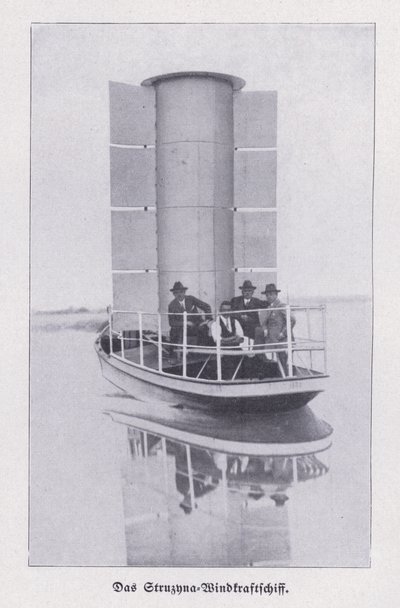Struzyna，使用 Flettner 转子的风力船（黑白照片） 作者 德国摄影师