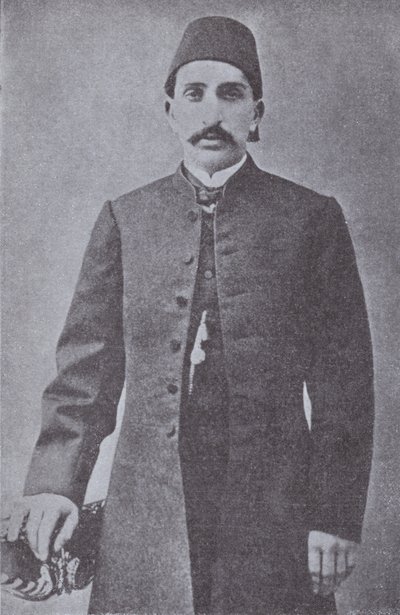 1909 年被青年土耳其人推翻的奥斯曼帝国苏丹阿卜杜勒·哈米德二世（黑白照片） 作者 摄影师土耳其语