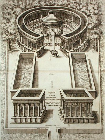 瓦罗的鸟巢，出自J.Laurus的《Roma Verus et Nuova》，1614年出版（雕版画）。 作者 皮耶罗（后）利戈里奥