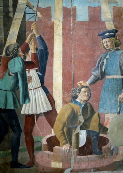 真正十字架的传说，犹太人的酷刑，从井中抽取犹大的细节，完成了1464年的壁画细节58293也见116372 作者 皮耶罗·德拉·弗朗西斯卡