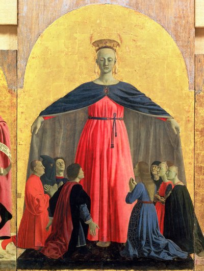 The Madonna of Mercy，来自Misericordia祭坛的中央面板，1445 tempera，面板细节95884 作者 皮耶罗·德拉·弗朗西斯卡