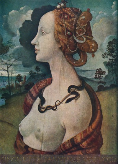 西蒙妮塔·韦斯普奇（Cimonetta Vespucci）的肖像，c1480，1939年 作者 皮耶罗迪科西莫