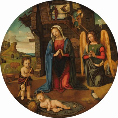 带有圣约翰婴儿的耶稣诞生图，约1495-1505年。 作者 皮耶罗迪科西莫