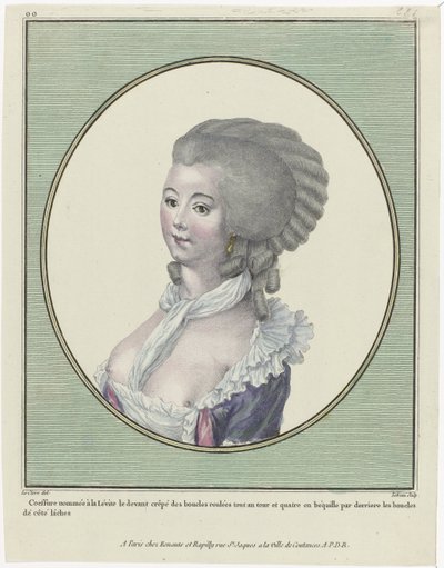 Gallerie des Modes et Costumes Français, 1781, oo 221: Coeffure nommée à la Levit (...) 作者 Esnauts 和 Rapilly