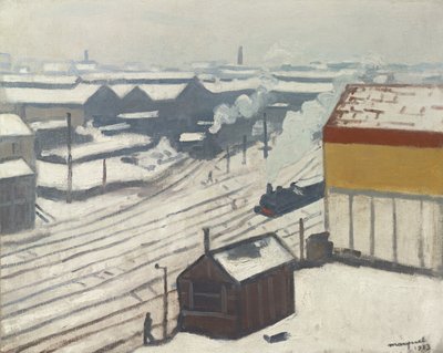 雪中的蒙巴纳斯火车站，1913年 作者 阿尔伯特·马尔凯