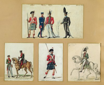 1814年苏格兰士兵和普鲁士，英国，汉诺威和俄罗斯军官的制服 作者 皮埃尔·安托万·莱苏厄