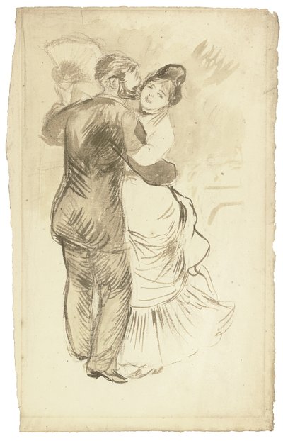 对“乡村舞蹈”的研究，1883年 作者 皮埃尔·奥古斯特·雷诺阿
