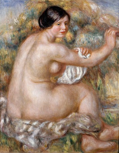 大裸坐。 皮埃尔·奥古斯特·雷诺阿 (1841-1919) 的绘画 作者 Pierre Auguste Renoir