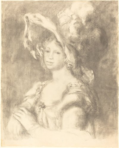年轻女人的半身像 Jeune femme en buste, 1892年。 作者 皮埃尔·奥古斯特·雷诺阿
