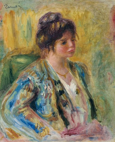 妇女的半身像东方服装，c。 1895年 作者 皮埃尔·奥古斯特·雷诺阿