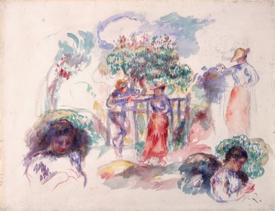 树下的人物，1880-82。 作者 皮埃尔·奥古斯特·雷诺阿